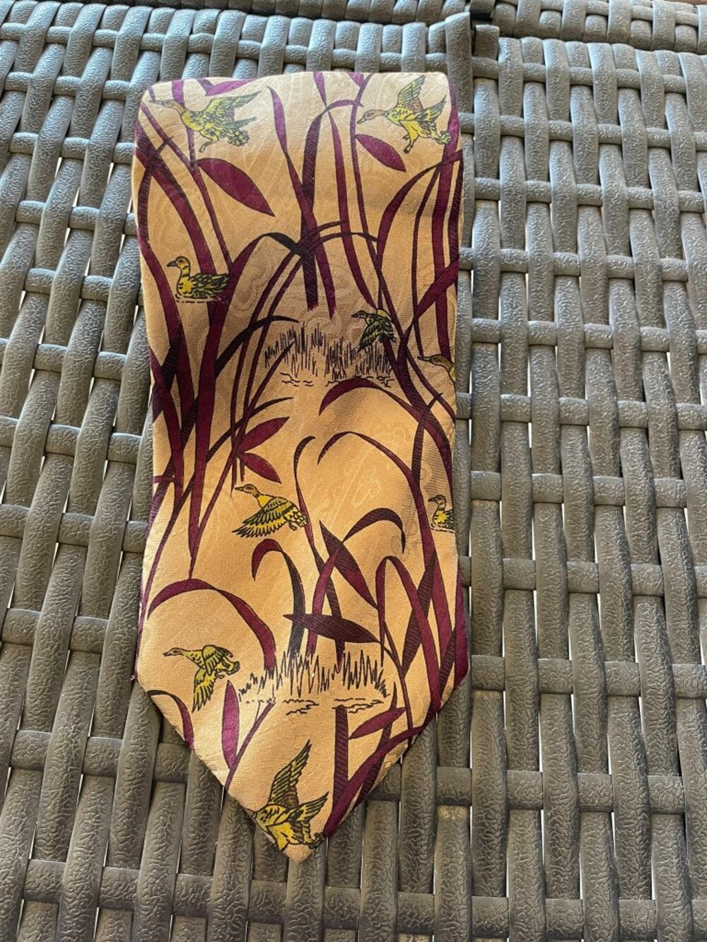 Vintage Zenith Cernobbio Italy Silk Tie Ducks Marsh Birds Wildlife Hunting Novel